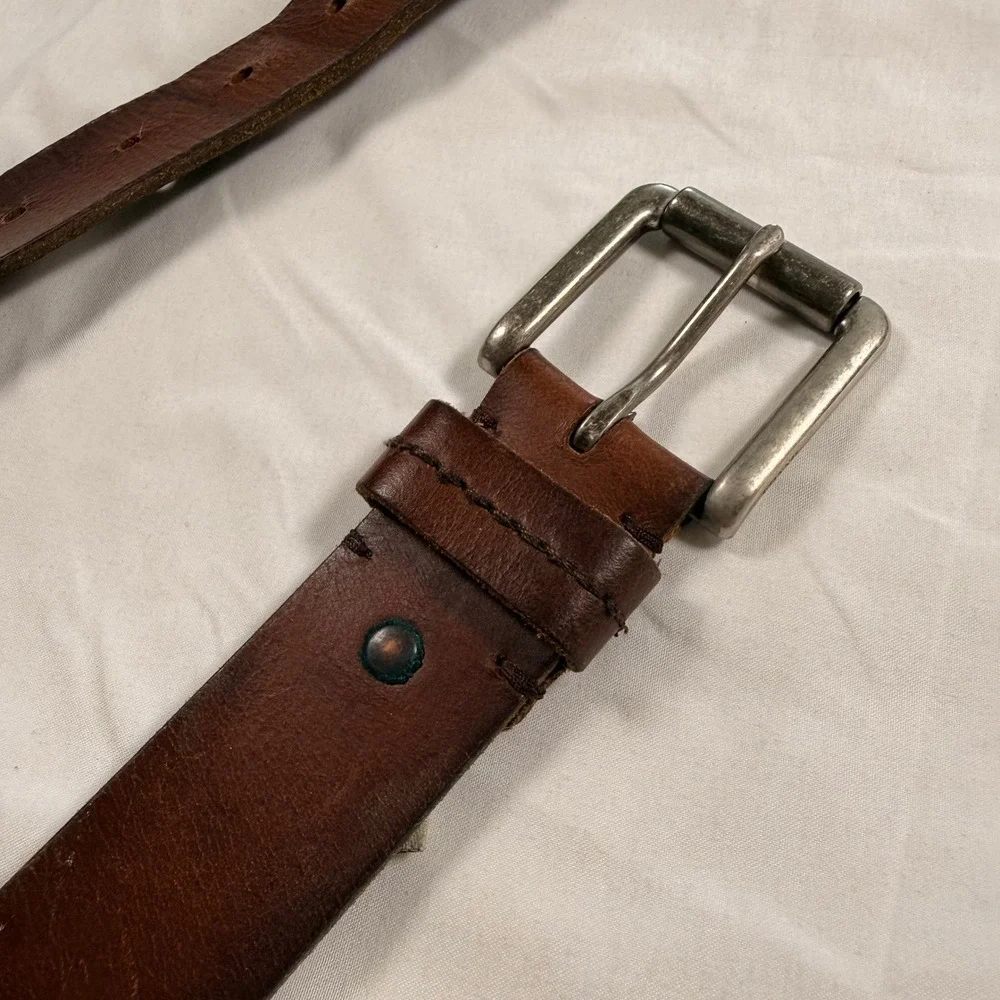 Fossil Mens Brown Genuine Leather Belt Size 36 SMB107020136 Roller Buckle Casual